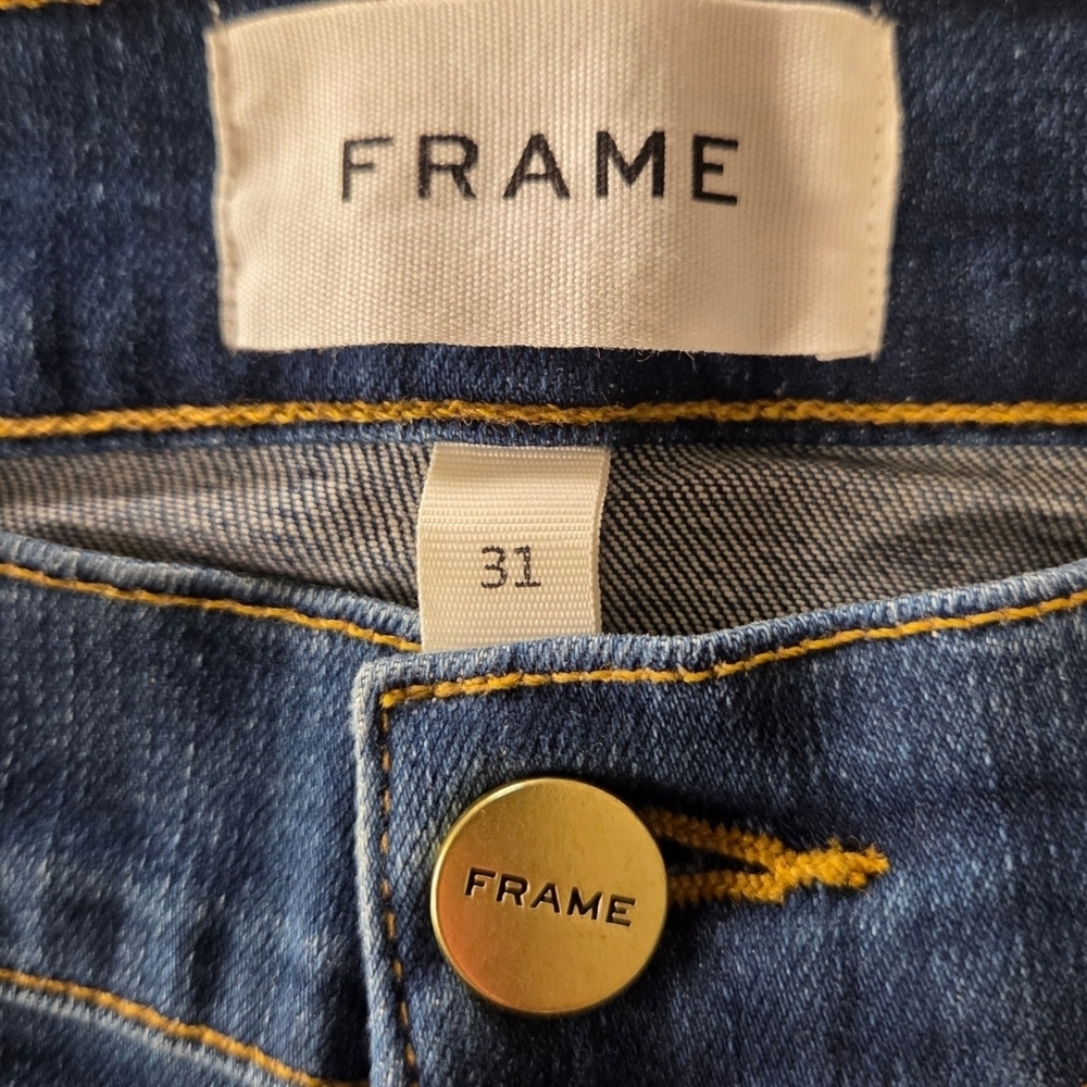 NWT FRAME Le High Super Flare Jean | Made in USA | Dark Indigo Denim - Picture 4 of 7